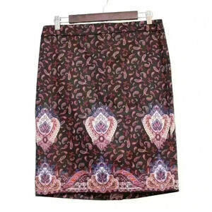 NWT J Crew Pencil Skirt Size 6 Paisley Multicolor Cotton Stretch Career Workwear